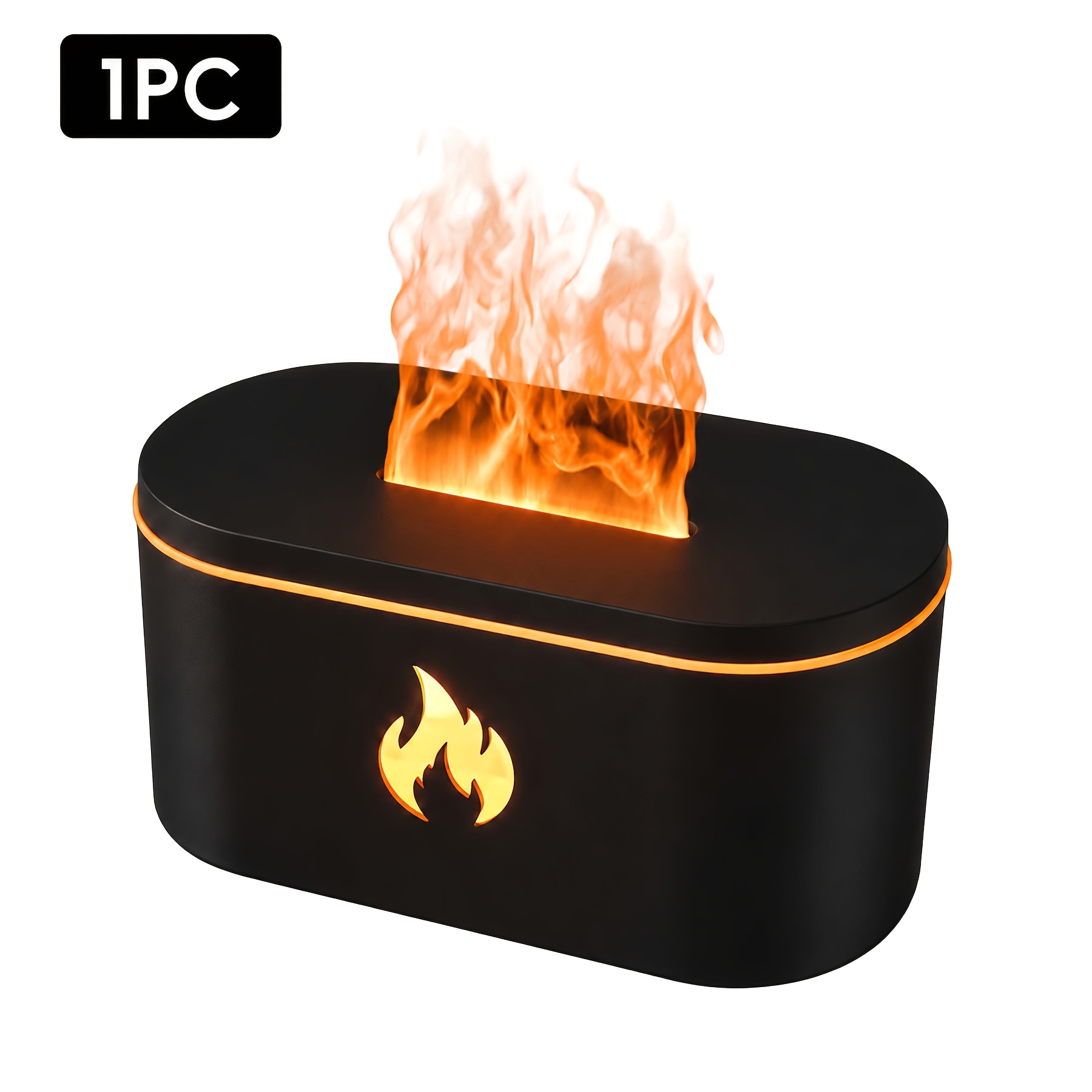 Simulation Flame Effect Humidifier, 200ml Usb Cool Mist Humidifier With 7 Color Changing Lights, Timer & Auto Shut-off, Portable Desktop Humidifier For Home, Bedroom, Office & Living Room
