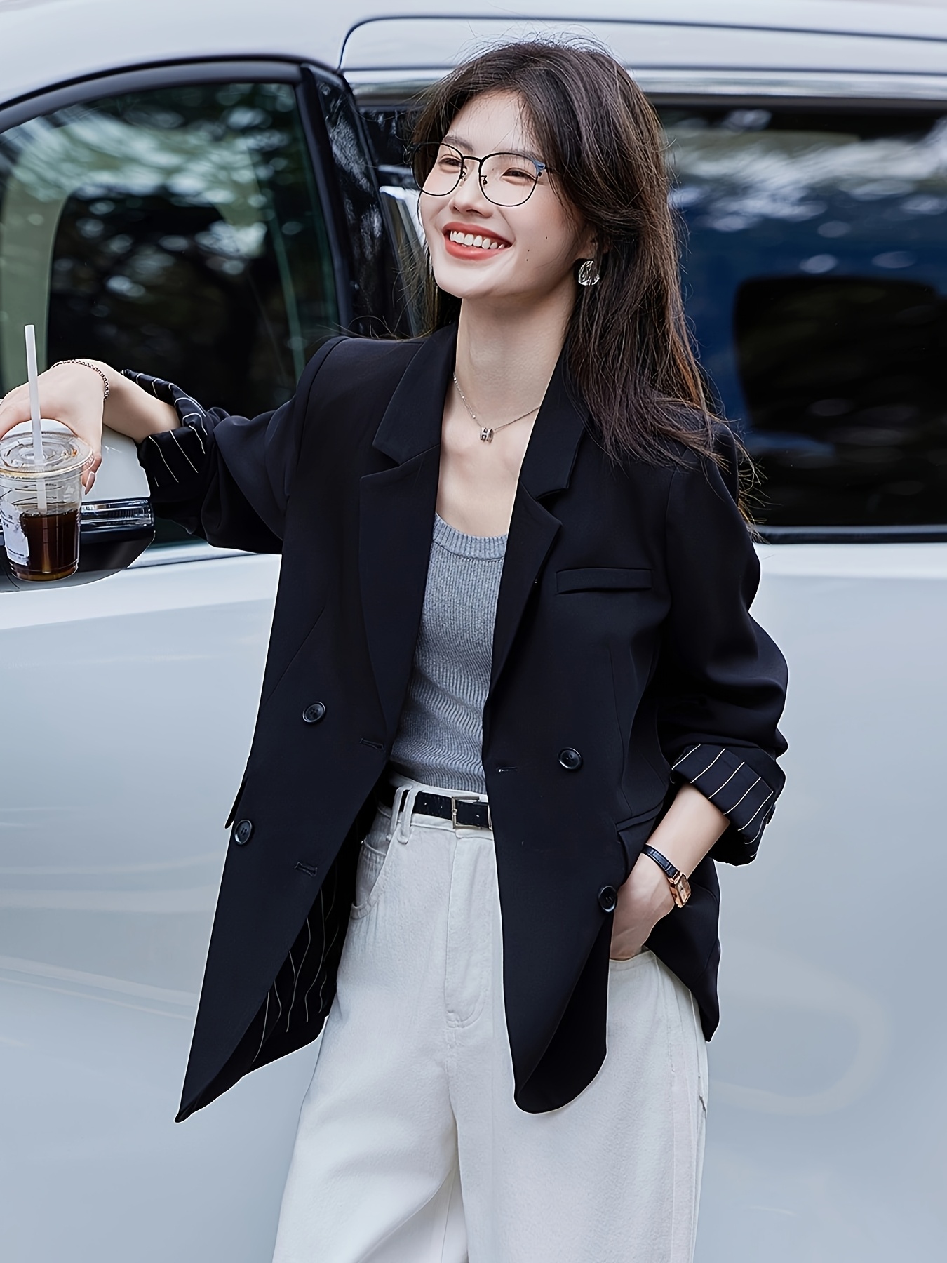 美品 アニエスベー 1 フランス製 ロングピーコート ダブルブレスト チャコール 美品 アニエスベー 1 フランス製 ロングピーコート ダブルブレスト