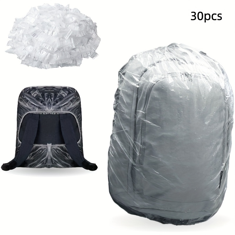 TEMU Lot de 30 housses de pluie jetables pour sac à dos, adaptées à l'extérieur, housse à ajustement élastique avec bandes élastiques, protections