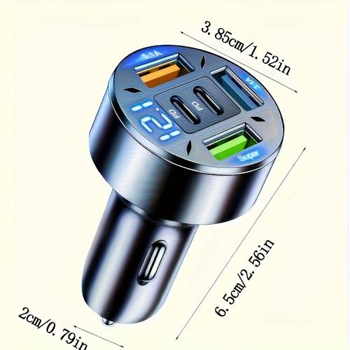 imagen del artículo ¡el cargador rápido de coche potencia de 200w ya aquí! con un diseño de puertos: 3 usb + 2 pd, satisface las necesidades de carga simultánea de múltiples dispositivos . de carga súper rápida con una pantalla digital que el monitoreo