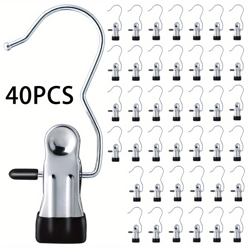 TEMU Heavy Metal Clothes Hanger With Hook - Space- 360Â° Rotating Clip, Suitable For Pants, Laundry And Home Storage, Stainless Steel Wardrobe