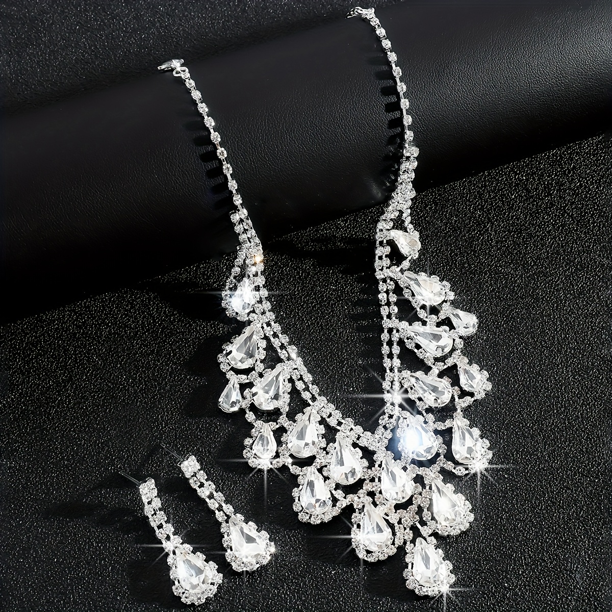 Elegance Water Drop Tassel Necklace and Earrings Set