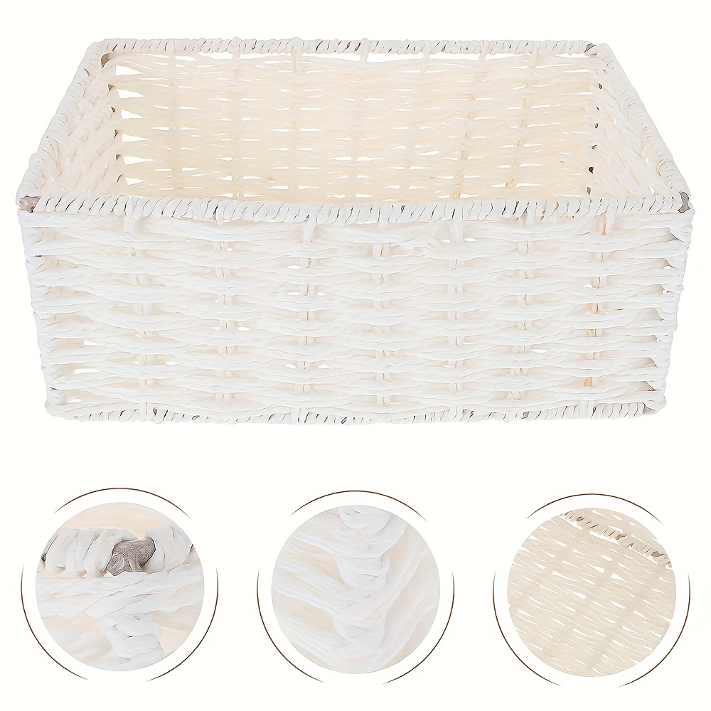 

1pc Box, Desktop Storage Basket, Simple Paper Rope Woven Basket, Tabletop Organizer, And Storage Supplies, Room Decor, Dorm Decor