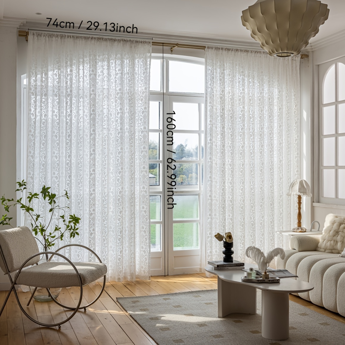 TEMU The 2pcs (new Jacquard Transparent Finished Curtain) Is Suitable For Use In Bedrooms, Living Rooms, , And Dining Rooms With Rods.
