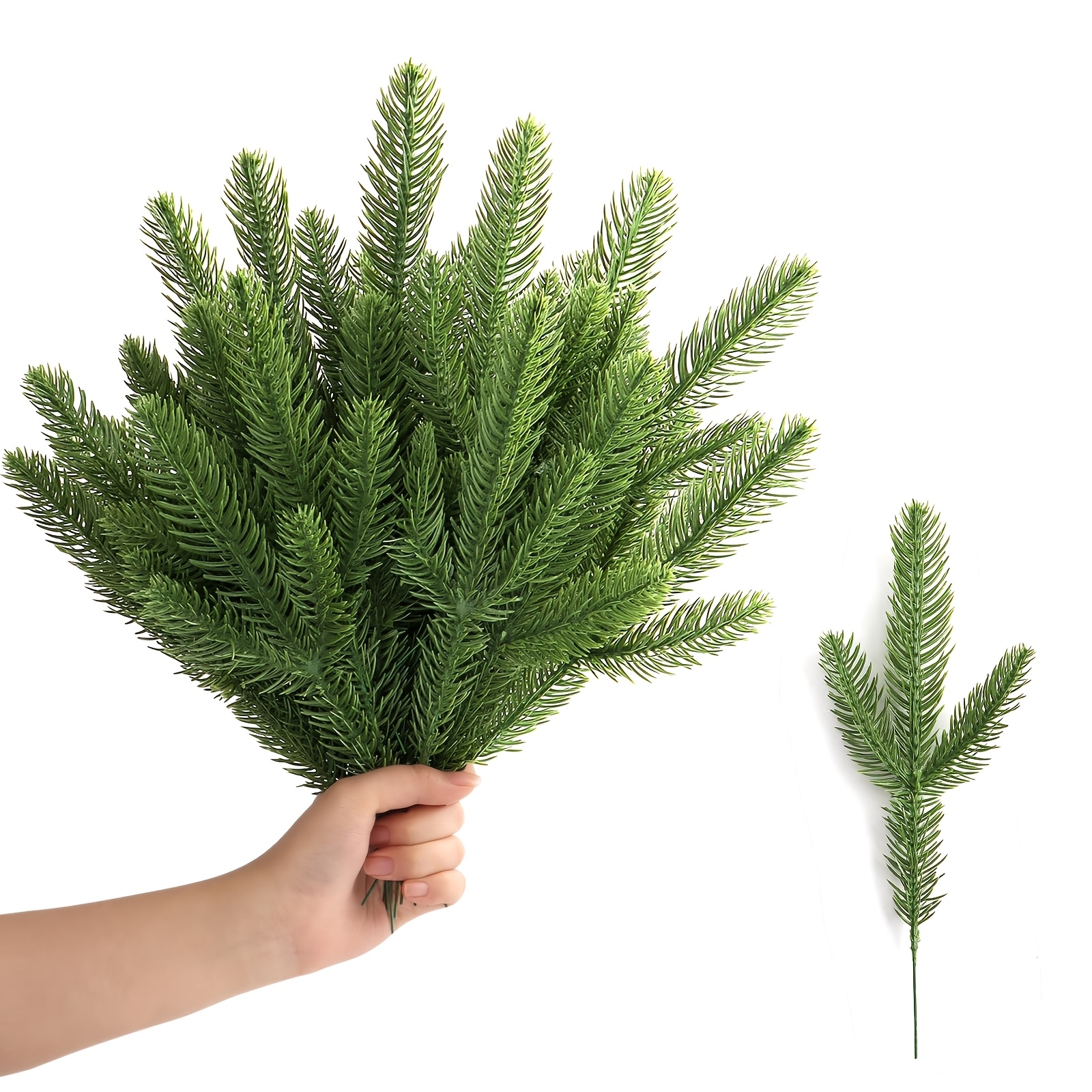 TEMU 15 branches de pin artificielles - Décorations de Noël pour les fêtes - Plantes pour guirlandes de fleurs, couronnes et décoration intérieure -