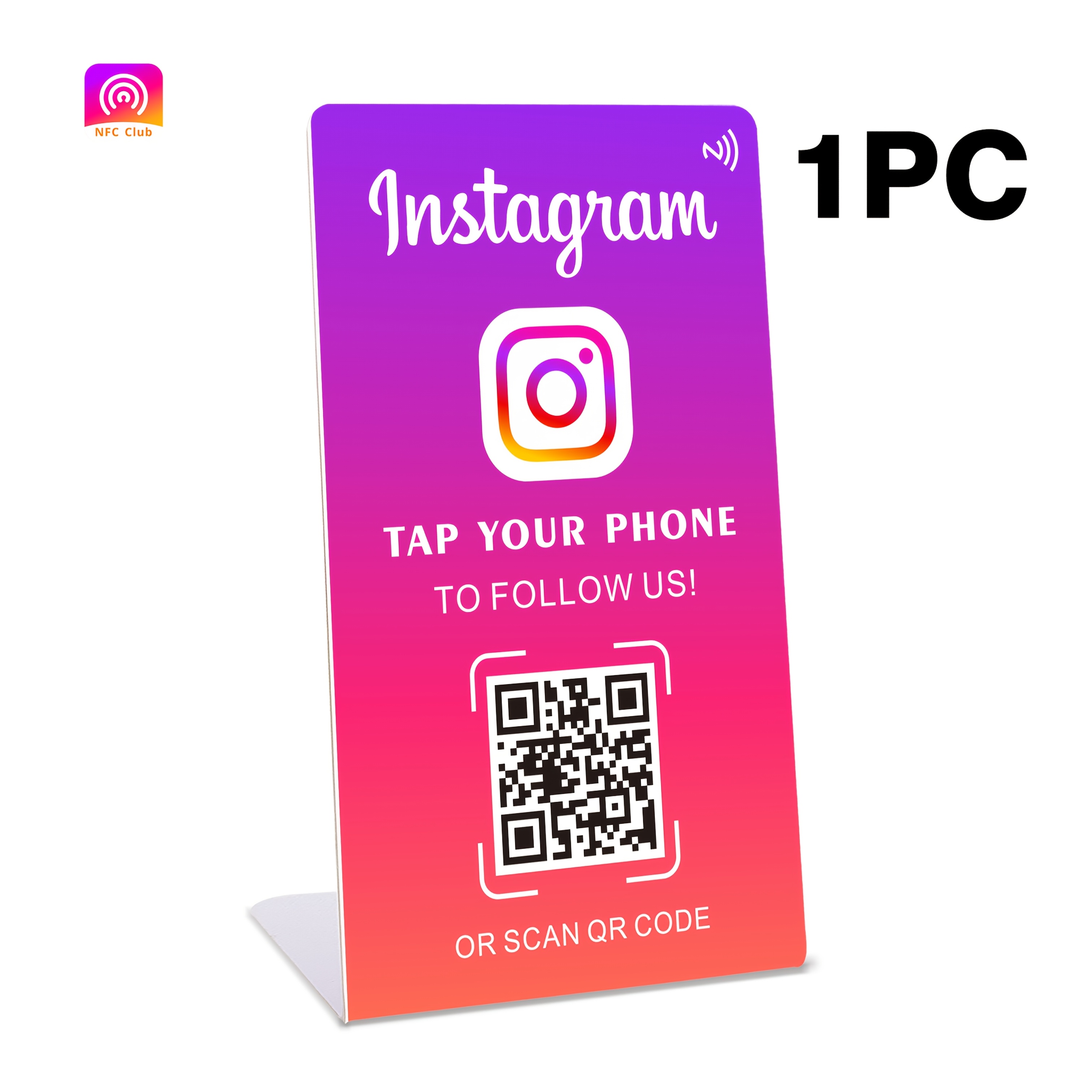 Image of 1pc/4pcs Nfc Tap And Qr Codes For Easy Setup With Management Of Review Links, Made From Sturdy Pvc, Ideal For Google Reviews And Integrating With Social Media, Featuring A Social Media Stand