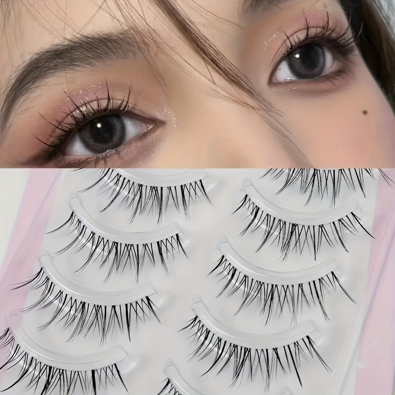 5 Pairs Of Transparent Stem Wavy Eyelashes With False Eyelash Extensions - Reusable, Easy To Apply, Natural , Makeup Beauty Tools, Enhance Eye