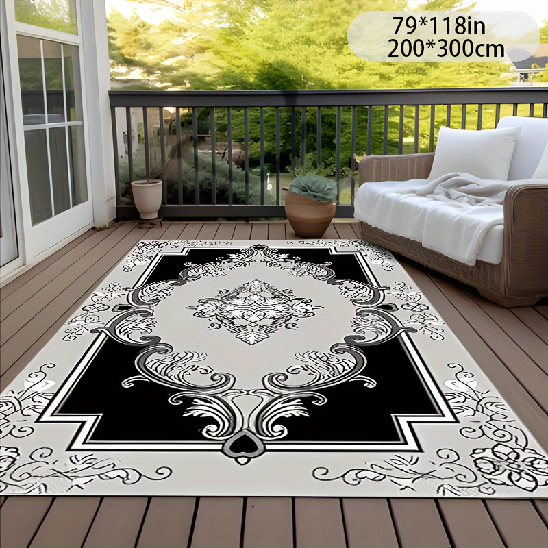 

Luxury Vintage Persian Style Black And Grey Area Rug With Soft Tpr Backing, Non-slip, Easy To Clean, Machine Washable, Multi-size Options, Ideal For Living Room, Bedroom, Entryway, Outdoor Use