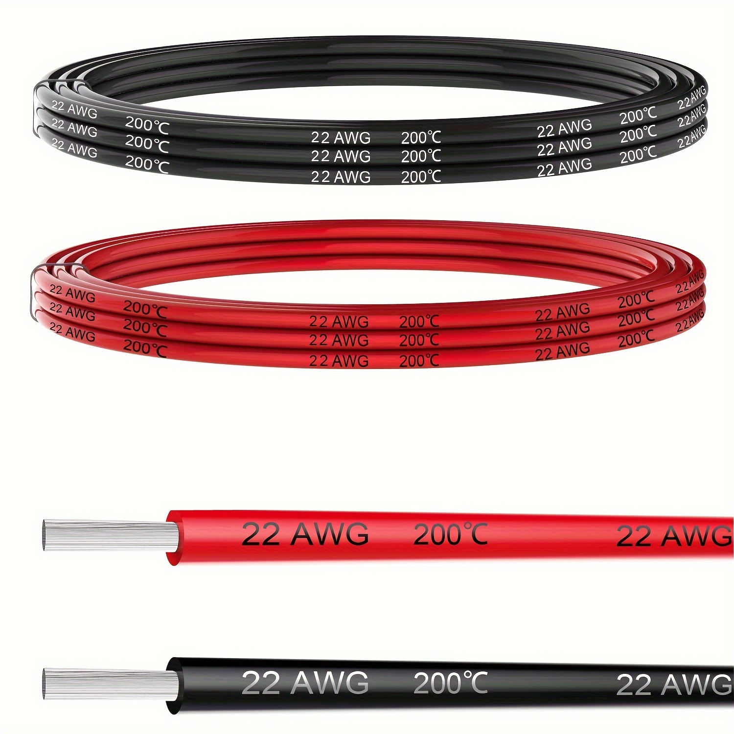 22 Awg Silicone Electrical Wire 2 Conductor Parallel Wire Line 200ft Black 100ft Red 100ft 22 Gauge Soft And Flexible Hook Up Oxygen Free Stranded