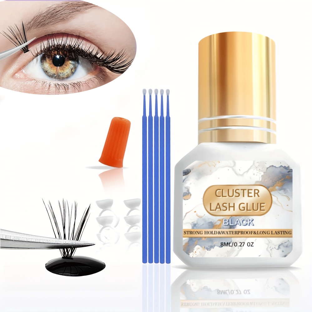 Eyelash Extension Glue, 3-7 Days , Waterproof, Hypoallergenic For Diy Clustered Eyelashes, Skin, Quick Dry Lash Adhesive, Home False Eyelash Makeup Tool