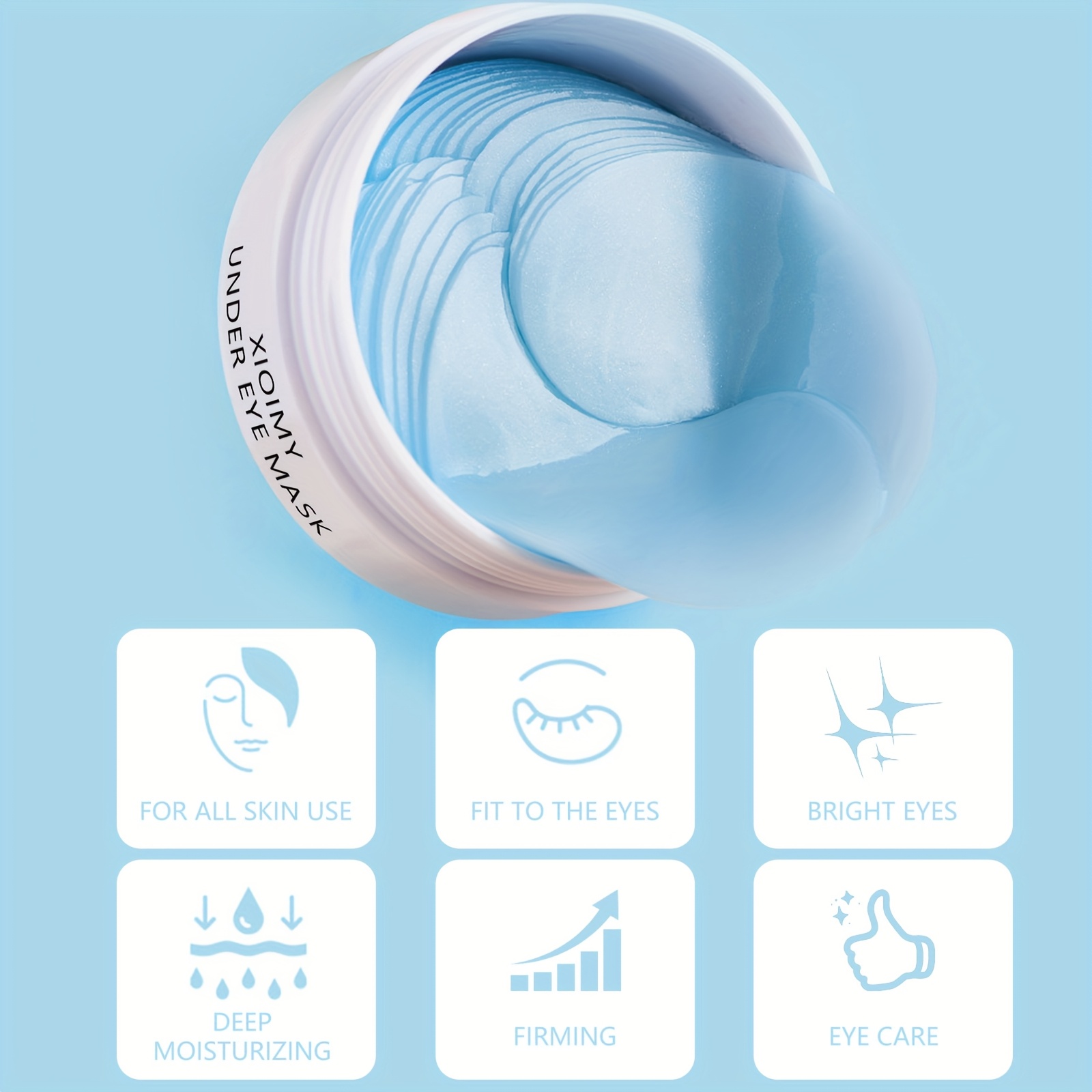 60pcs Xioimy Collagen & Retinol Under Eye Masks - Hypoallergenic Multi-Functional Gel Eye Patches for Tightening, Moisturizing & Firming - European Specialized Skincare for All Light Beige Types, Men & Women, Eye Patches Skincare, Gentle Skincare, Under-Eye, Hypoallergenic Material