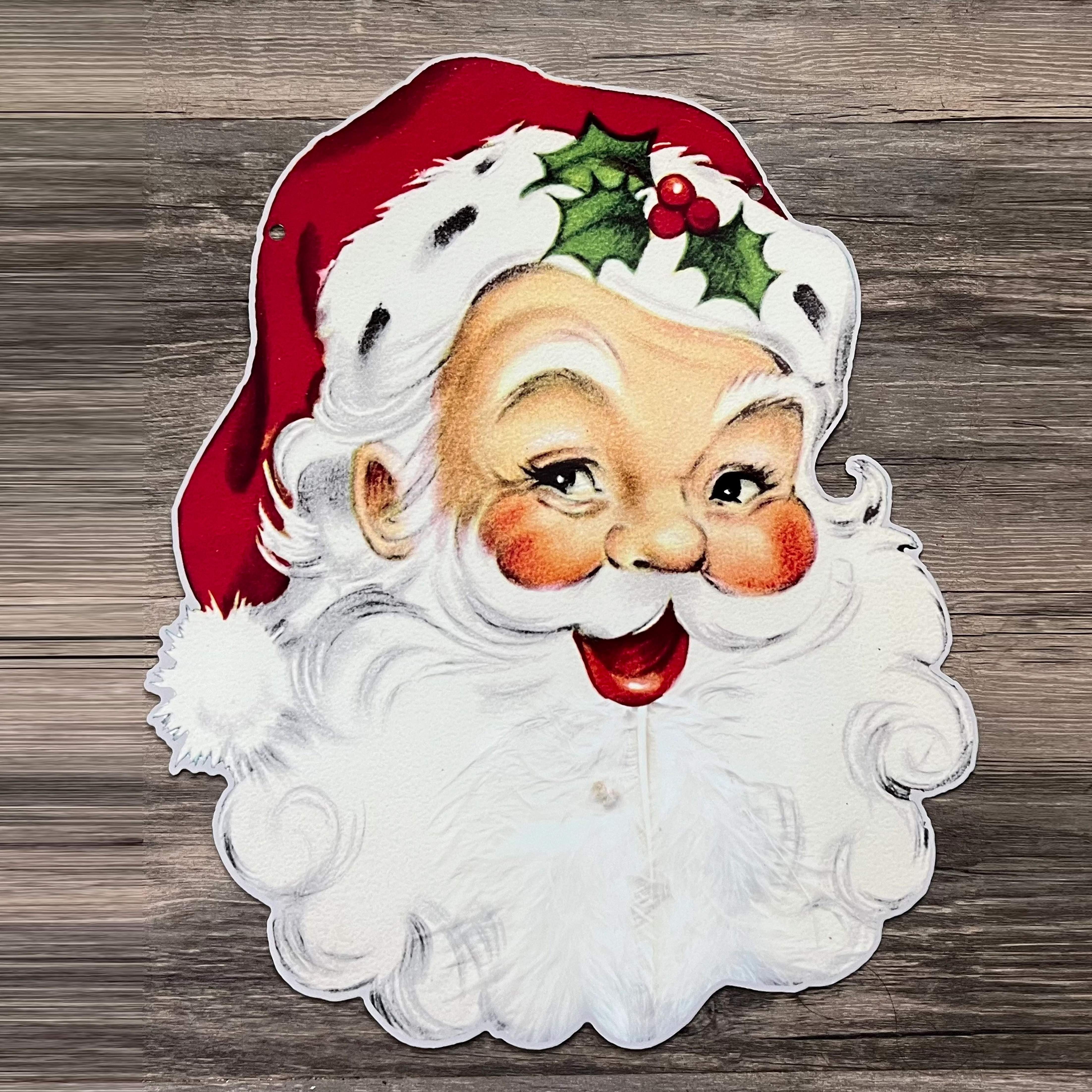 

Classic Wooden Santa Claus Christmas Door Hanger - Traditional Holiday Front Door Decor, Porch Accessory, No Electricity Or Feathers Required, Decorative Seasonal Door Sign And Wreath Alternative