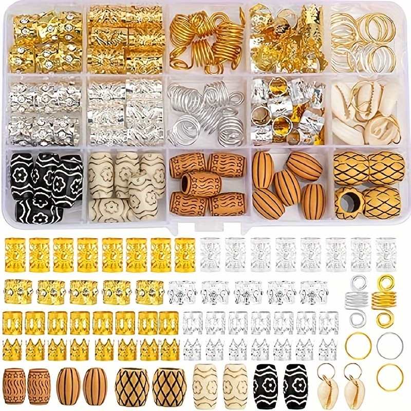 

133-piece Hair Jewelry Set For Braids & Dreadlocks - Versatile Accessories With Coil Rings, Cuffs, Shells & Faux Wood Beads For Women And Girls Hair Accessories For Women Hair Accessories