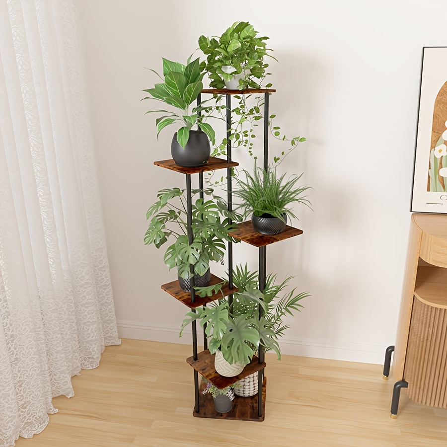 TEMU Étagère à plantes intérieure/extérieure - Étagère à fleurs toutes saisons pour balcon, jardin et décoration de patio. Support multi-niveaux