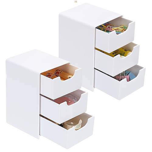 1pc small plastic storage box with drawers 3 tier white desktop organizer mini office supplies storage box with drawers desktop makeup drawer jewelry organizer