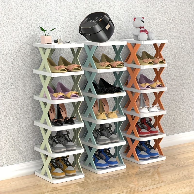 

4-layer/5-layer/6-layer, Simple Home Shoe Rack, Space Saving Storage Space, Narrow Shoe Rack, Multifunctional Creative Plastic Multi-layer Dormitory Small Shoe Cabinet