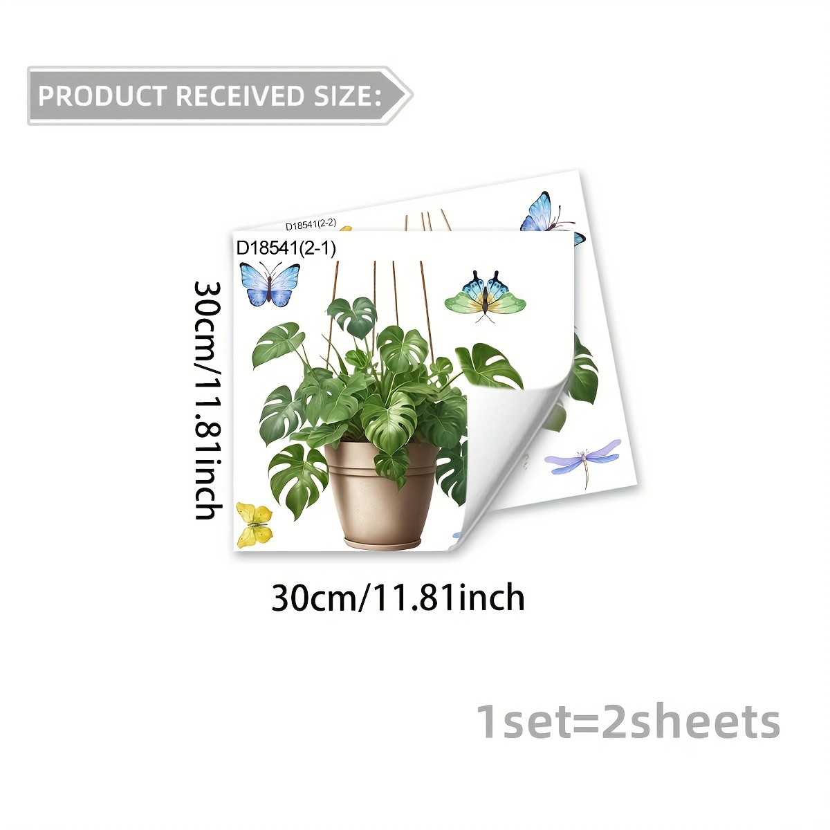 A Set Of 2pcs, 30*30cm*2pcs, Plant Pot Electrostatic Window Decals, Double-sided Window Decoration Stickers, Adhesive-free, D18541