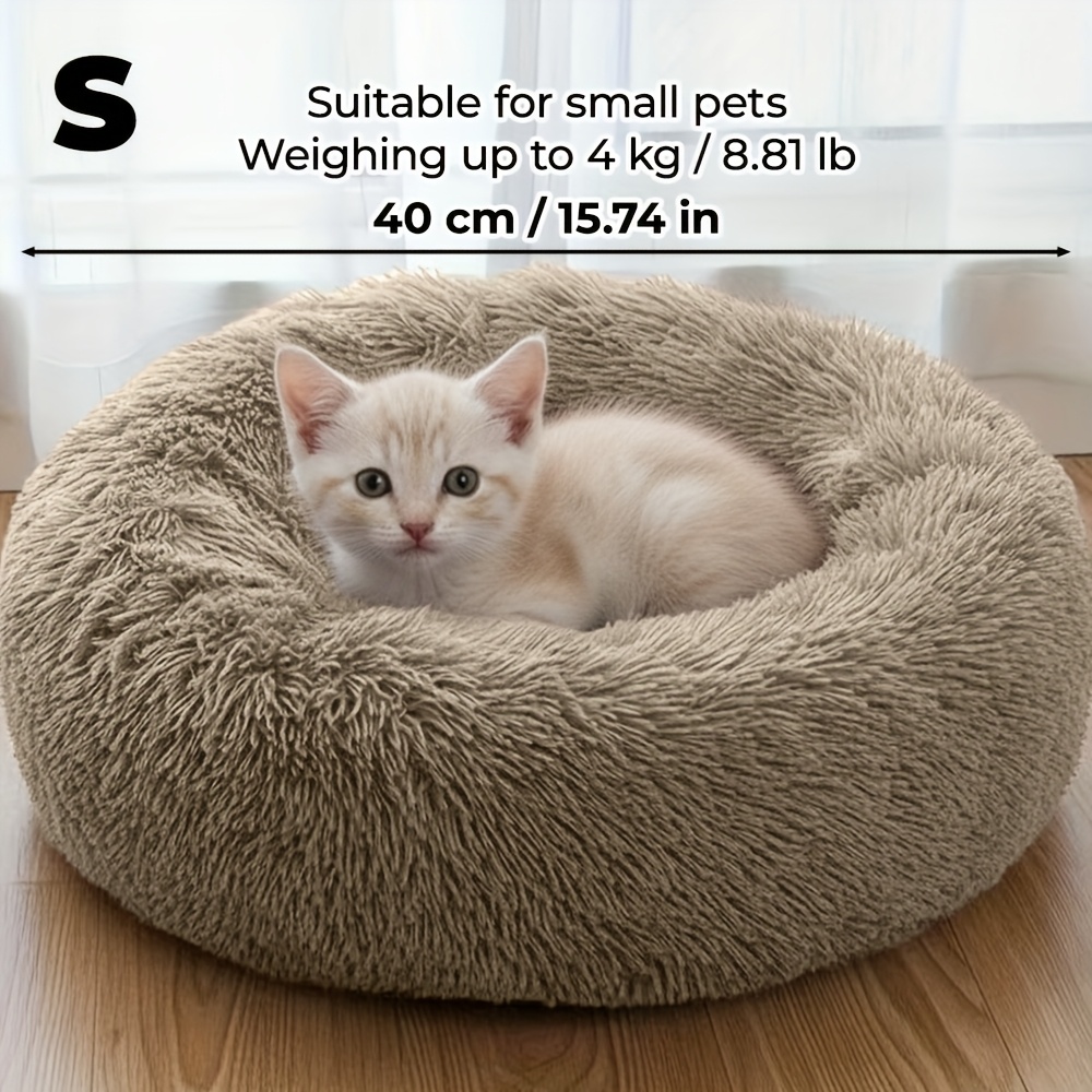 TEMU Soft Round Cat Bed With Plush Lining - Non-slip Base, Indoor Cat Bed, Durable Pet Bed For Indoor Cats, Comfortable Sleep For Indoor Cats,