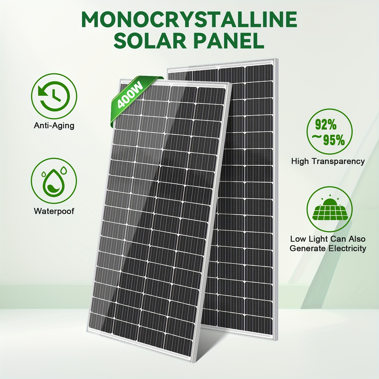 TEMU 12 Volt 2pcs High-efficiency 200w Monocrystalline High-efficiency Solar Panel Module Ideal For Rv Camping Battery Outdoor Home Station And Other Off-grid Applications