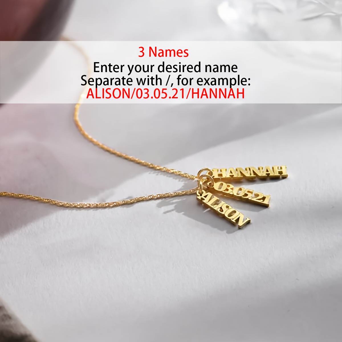 Personalized Vertical Name Necklace with Water Ripple Chain