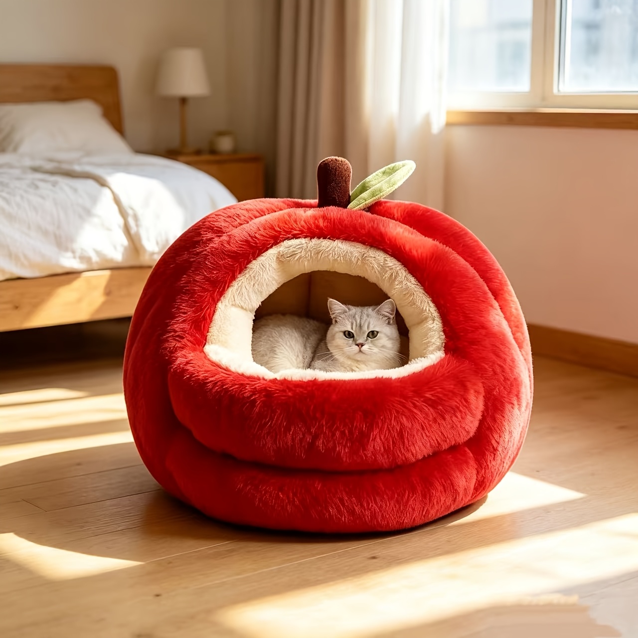 TEMU 새로운 애완 동물 침대, 고양이 침대, 강아지 침대, 부드럽고 편안함, 사계절용, 고양이 안전 하우스, 완전 안전, 애완 동물 선물, 애완 동물은 가족입니다