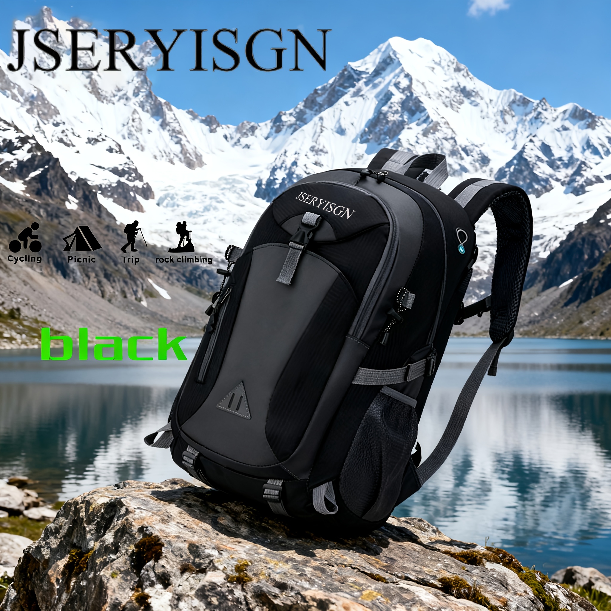 TEMU 1pc 40l Hiking Backpack Lightweight Rucksack For Men And Women Camping Traveling Cycling Large Capacity