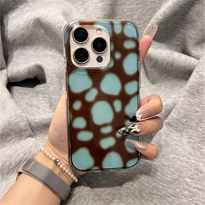 TEMU Phone Case - Ind | Vintage Blue-brown Amber | Casual Fashion | Double-layer | Phone Case Compatible With For Iphone 11 12 13 17 Pro Max