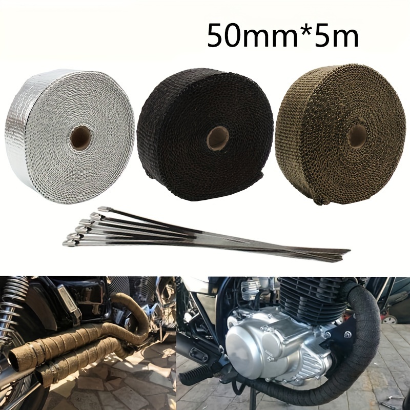 

Motorcycle Exhaust Heat Wrap, Thermal Protection Tape With Stainless Steel Ties, High-temperature Resistant Fiberglass Wrap For Pipe Insulation