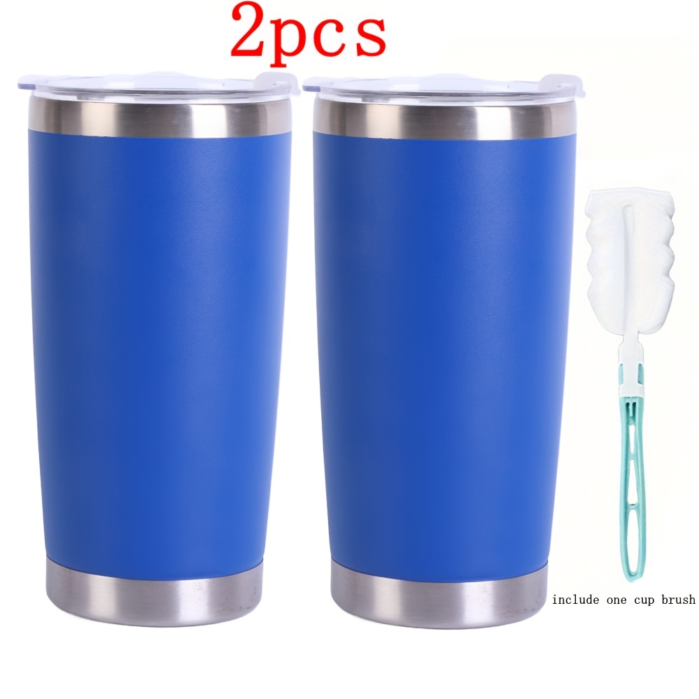 TEMU 2-pack 20oz Stainless Steel Insulated Tumbler Bulk, Double Wall Vacuum Travel Mug With Lid, Bpa Free Coffee Cup, Ideal For Wedding Favors,