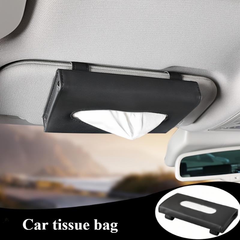 E-shop 1 Stück PU-Leder Sonnenblenden-Taschentuchhalter Organizer - Armaturenbrett-Aufbewahrung mit Druckknopfverschluss, Passend für alle Autos,