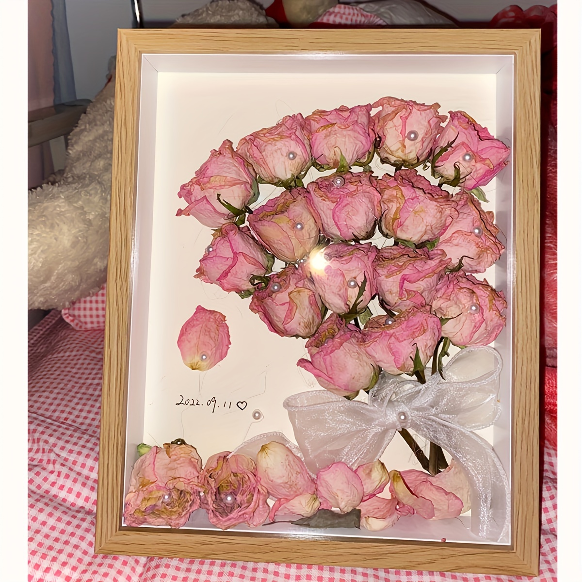 diy 3d hollow wooden frame for dried flowers eternal flower display keepsake storage specimen display table details 1