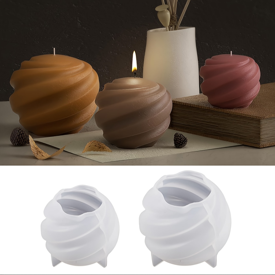 

2pcs Wave Candle Resin Mold, Spiral Candle Mold, Ball Mold Ball Resin Casting Mold, Resin Making Molds Silicone Mold For Candle, Mold Candle Making