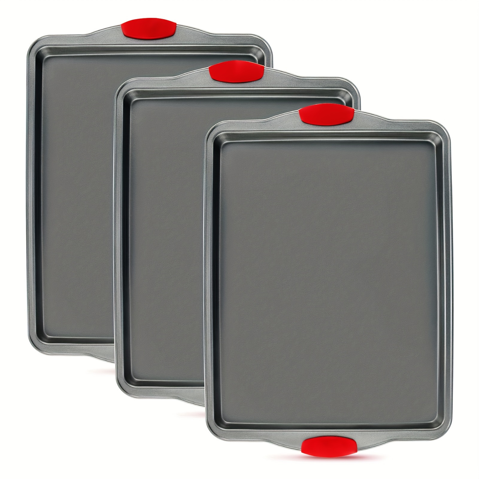 

3pcs, Non Stick Baking Trays - These Cookie Baking Trays Are Non-toxic, Resistant To Dents, Bending, And Rust, Made Of Large-sized Carbon Steel