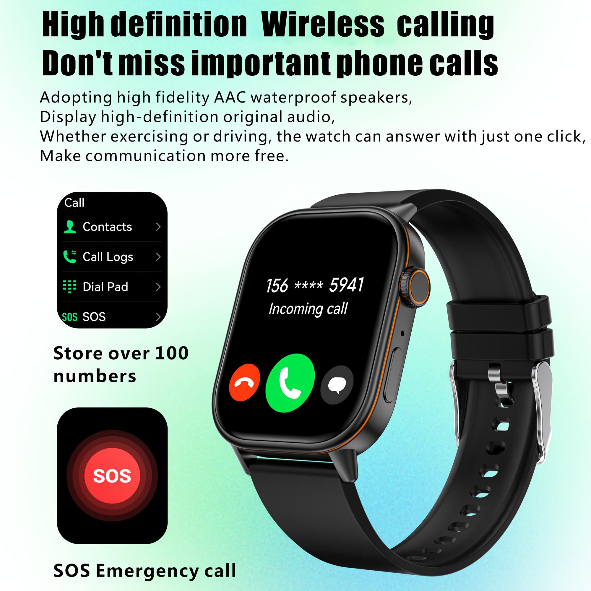 LONZERUI Smart Watch with GPS, Compass, and Monitoring - 5.11cm Display, Battery, IP68, 100+ Sports Modes, Call & SMS Reminders, Silicone Strap, Ideal Gift for Fitness Enthusiasts, Fitness Tracker|Sporty Design|IP6