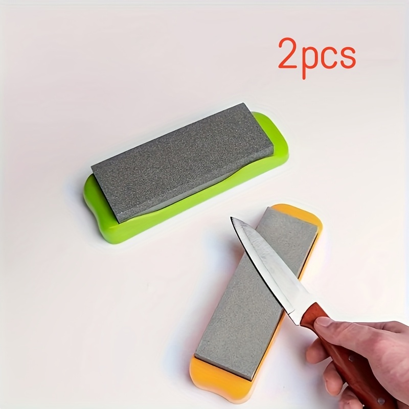 

2pcs Portable Dual-sided Knife Sharpening Stones With High Hardness, Non-slip Base - Easy, Safe Sharpening For Home Kitchen & Food Trucks, Design