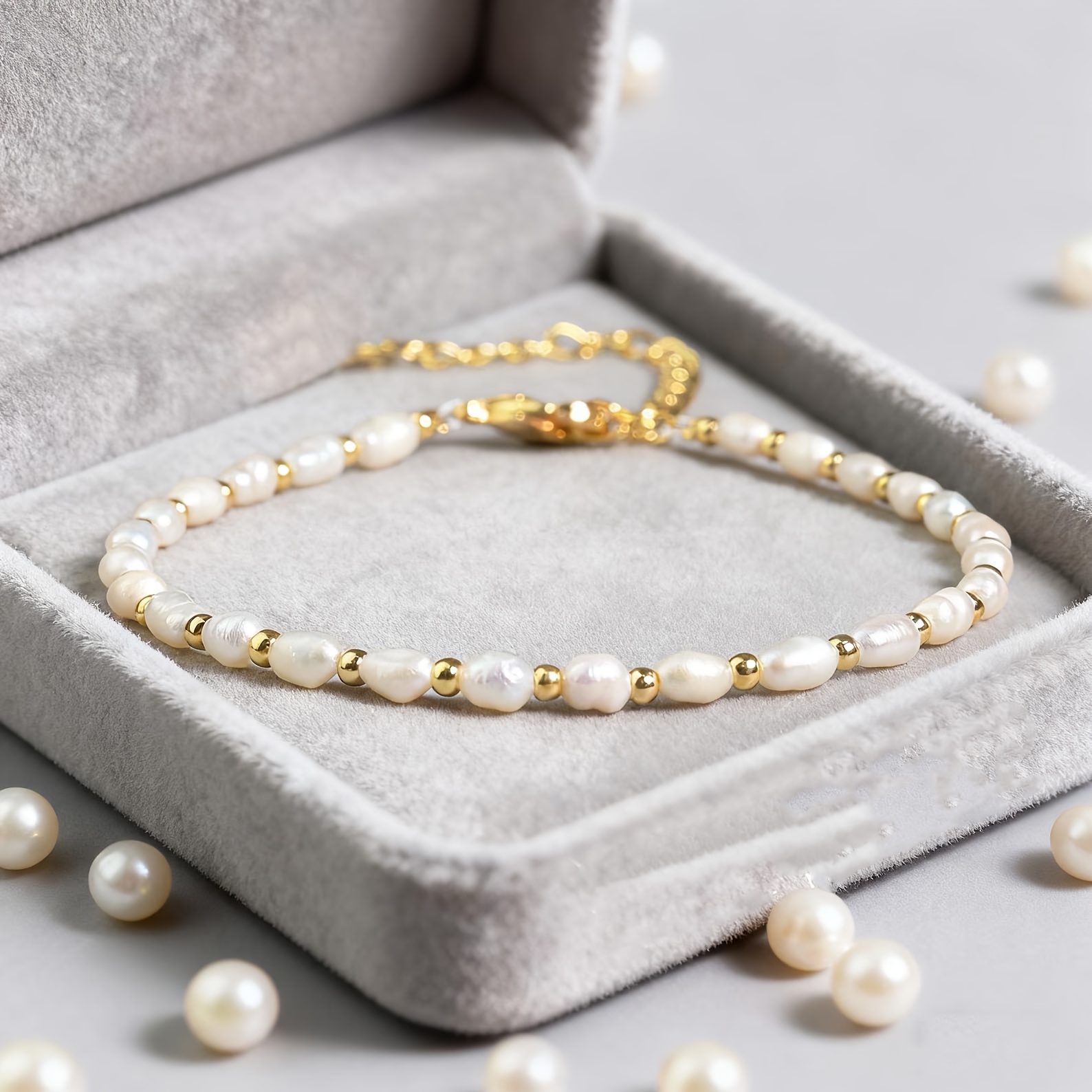 Image of Single Piece Of A Chic Bracelet - Delicate Golden Bead Jewelry, An Ideal Accessory For Women And A For