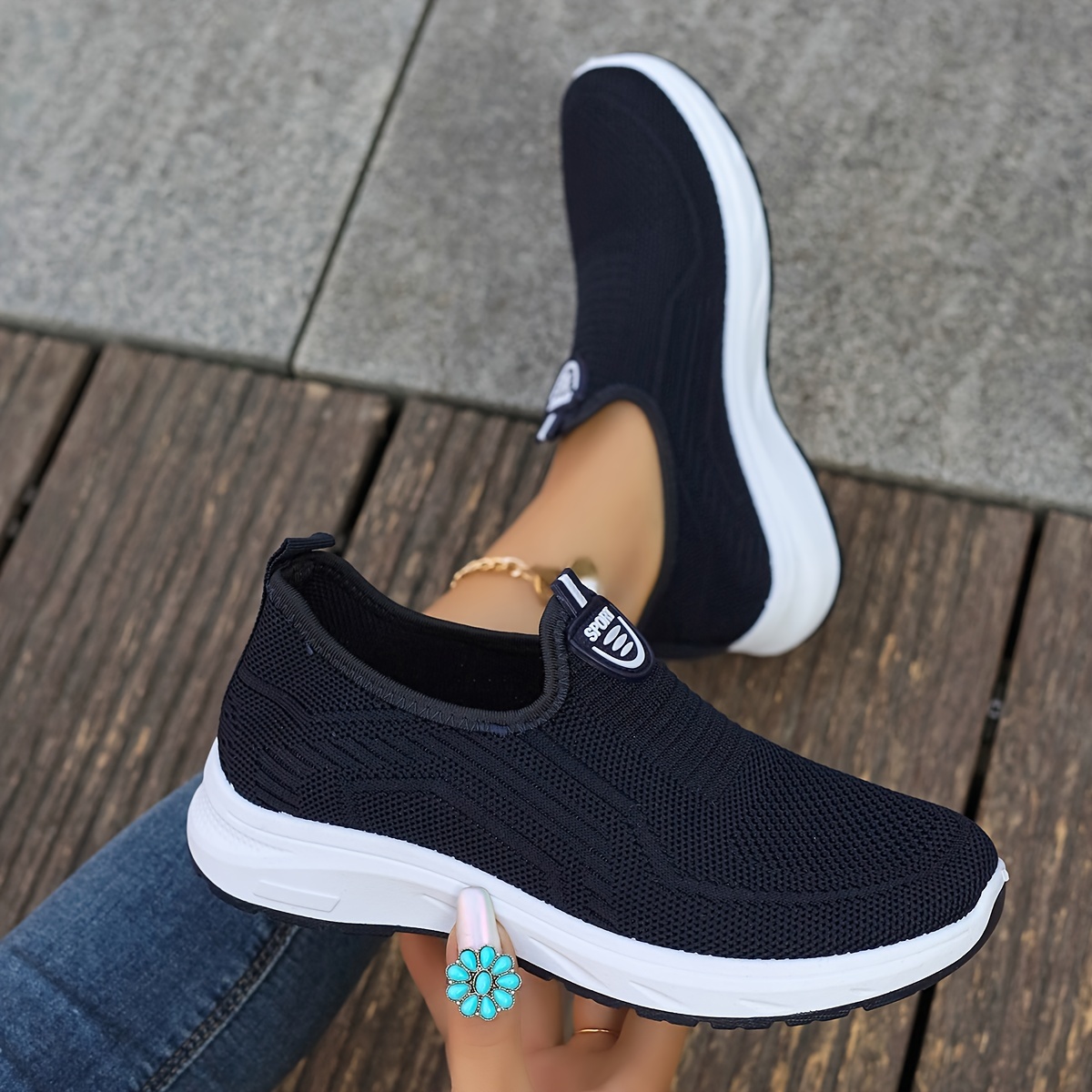 

Women's Breathable Flying Woven Sneakers, Casual Slip On Outdoor Shoes, Comfortable Low Top Sport Shoes
