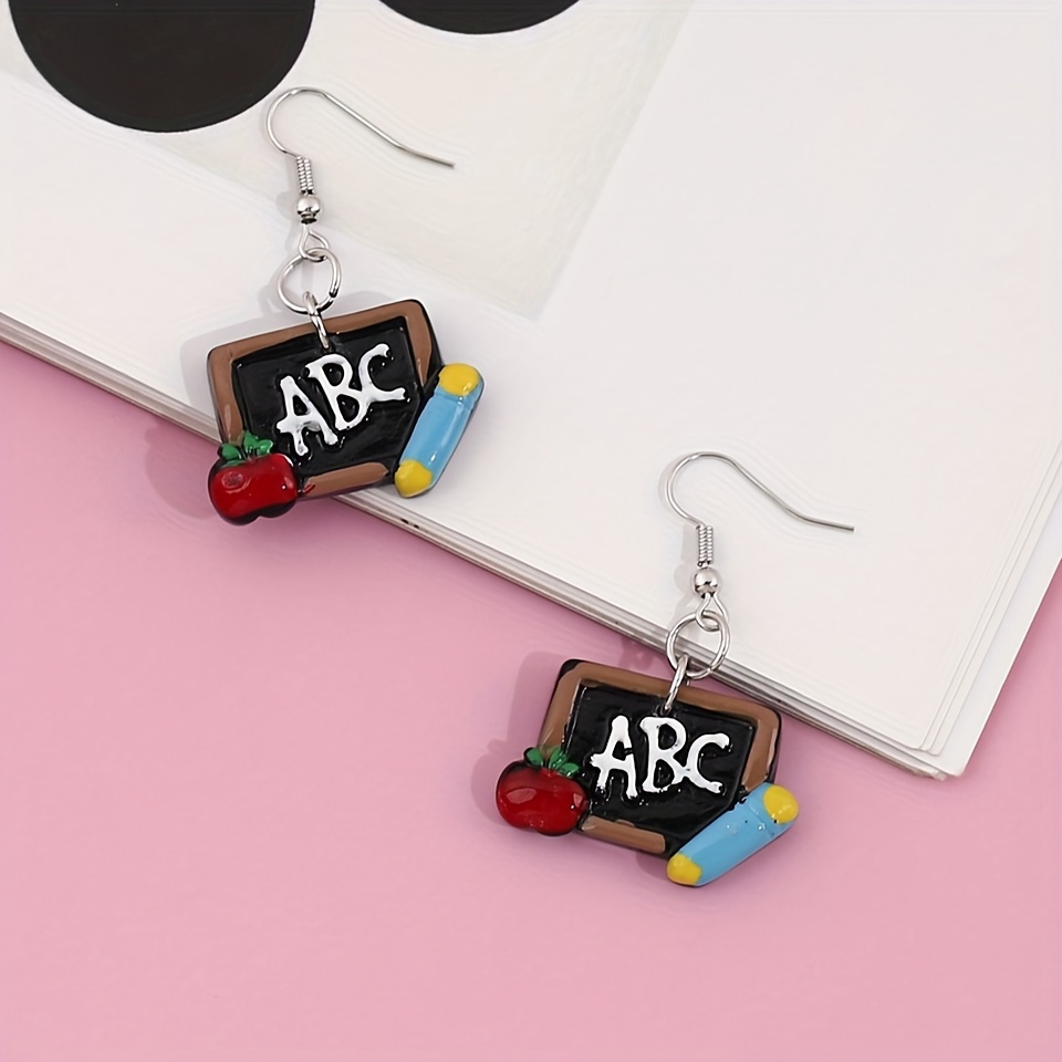 Image of 1 Pair Of Drop Earrings Cute Design Pick A Letter U Daily Outfits Party Accessories Teacher's Day Decor