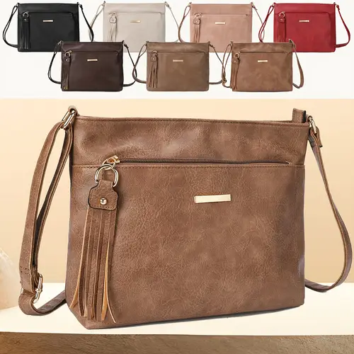 large capacity all in one daily commuting bag casual simple solid color pu women shoulder bag