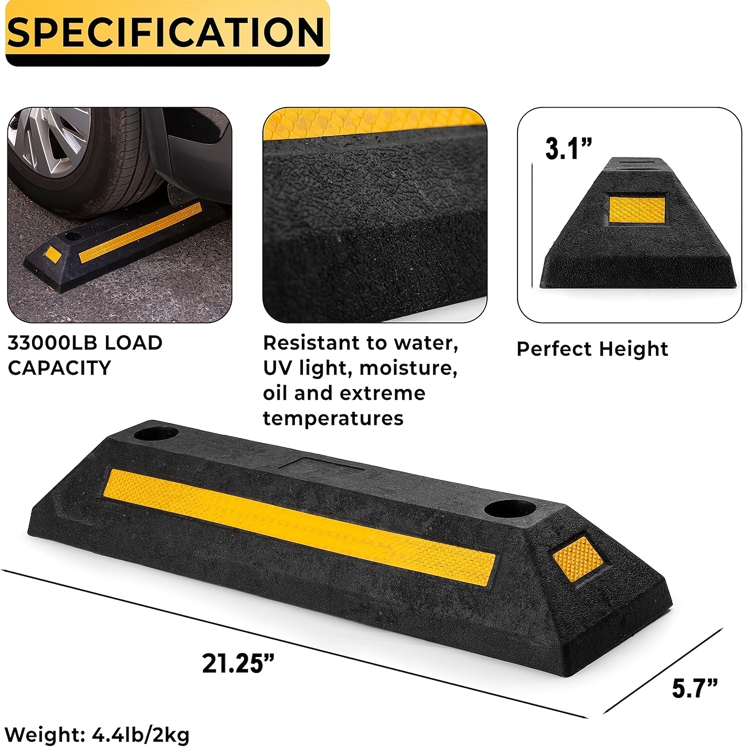 2/4pcs Heavy Duty Rubber Parking Guide