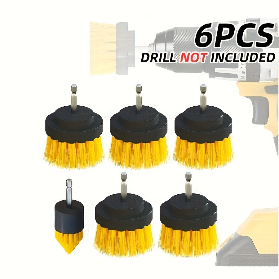 6pcs , Drill Brush, Reusable, Plastic Material, Detail Brush, Suitable For Household, Car, Bathroom, Kitchen Cleaning, Multifunctional Cleaning Brush