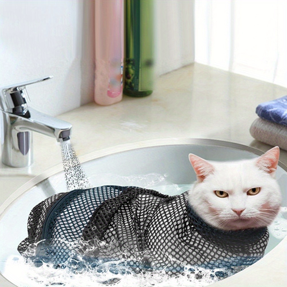 cat bathing bag adjustable cat grooming net bag Temu