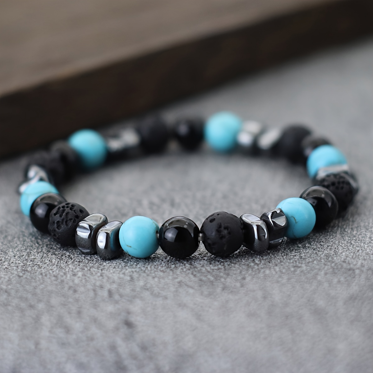Men's Handmade Hematite Beads Bracelet, Fashion Accessory