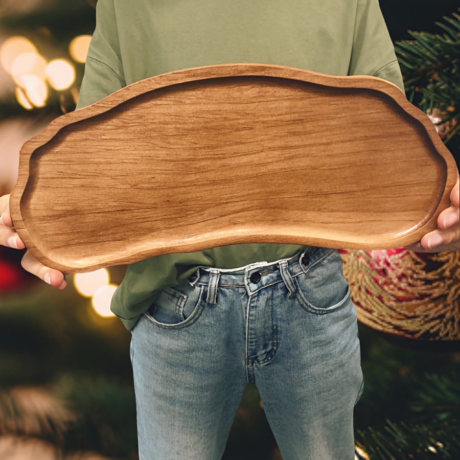 

1pc Plateau de service en bois de de dessin Whimsy - Assiette multifonctionnelle pour le petit-déjeuner, le dessert, , les collations, les sushis, et - Idéal pour , , , la et la décoration de table