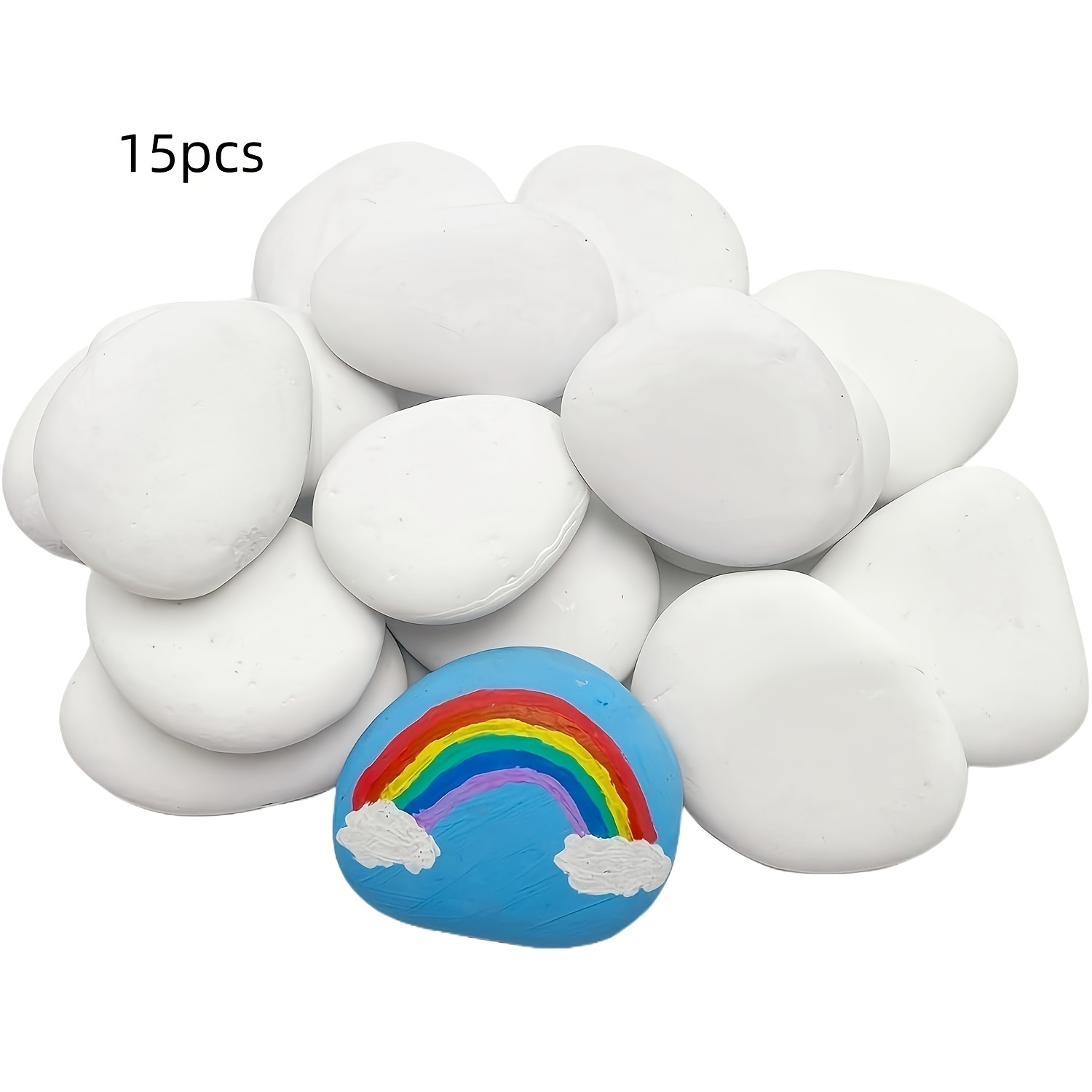 TEMU 15pcs White Painting Rocks, Flat And Smooth Kindness Stones For Arts, Crafts, Decoration, Medium Size Rocks For Painting, For Painting (small)