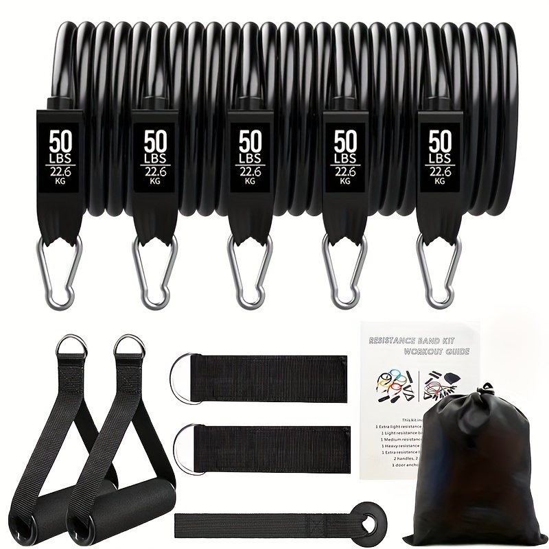 TEMU Fitness - 250 (approximately 113 ) Heavy-duty Exercise Band, With Handle, Suitable For High- Training, Home Gym Workouts, Men/women