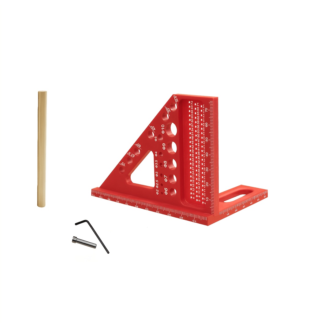 TEMU triangular multifuncional para medición y en carpintería, equipada con lápiz de dibujo, estilo plástico, y portátil, disponibles, herramienta