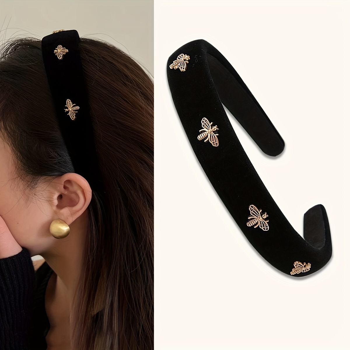 

Elegant Headband With Embellishments, Polyester Cute Animal-inspired Dress-up Hairband For Women, Single Piece, Solid Color, Ideal For Valentine's Day