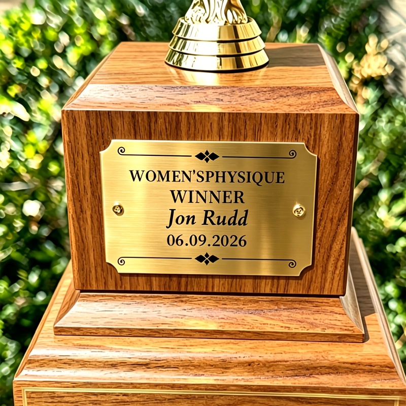 TEMU A Personalized Stainless Steel Trophy Base Sports Plaque, A Commemorative Plaque With Custom Text, Suitable For Trophy Bases, Pet Urns, Benches,