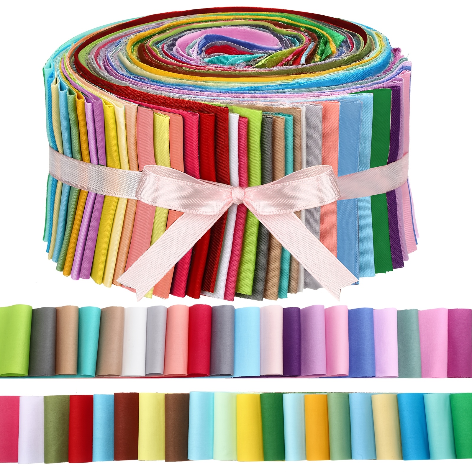 

40pcs Solid Color Jelly Fabric For Quilting, Patchwork Roll, 2.55 Inch Roll Up Roll, Quilting Fabric Bundle For Quilting And Diy Sewing(solid Style)